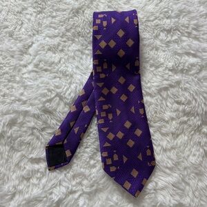 Beau Geste French Purple and Light Pink Geometric Neck Tie